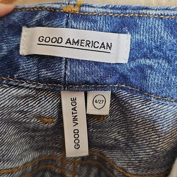 Good American 4/27 Good Vintage Straight Ripped Blue Distressed Jeans - Picture 9 of 10